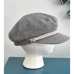 Brixton Original Heather Grey Fiddler, Greek Fisherman, Braided Skipper Cap 7, S